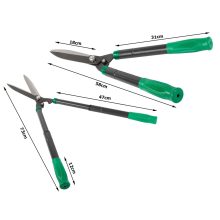 73 cm-ig kihúzható teleszkópos sövénynyíró olló acél pengével és szürke-fekete ergonomikus nyéllel