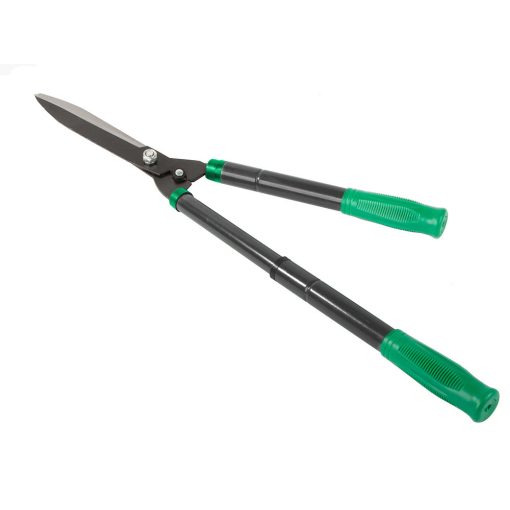 73 cm-ig kihúzható teleszkópos sövénynyíró olló acél pengével és szürke-fekete ergonomikus nyéllel