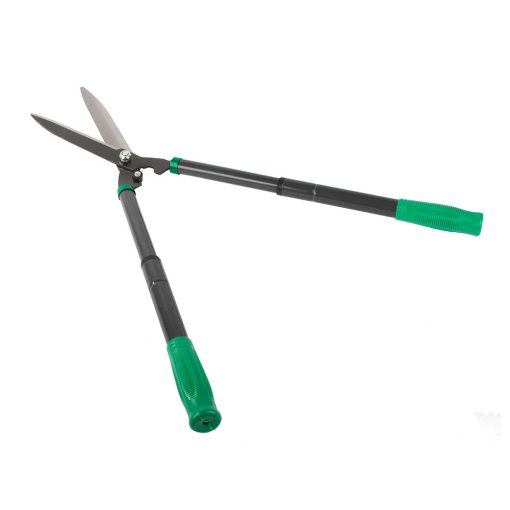 73 cm-ig kihúzható teleszkópos sövénynyíró olló acél pengével és szürke-fekete ergonomikus nyéllel