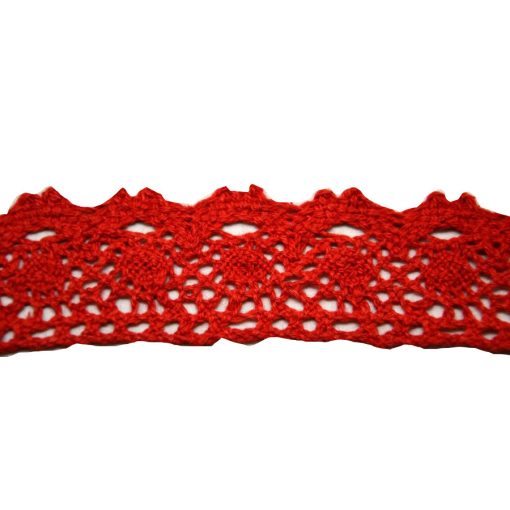 Csipke 100% pamut 3 cm-es piros
