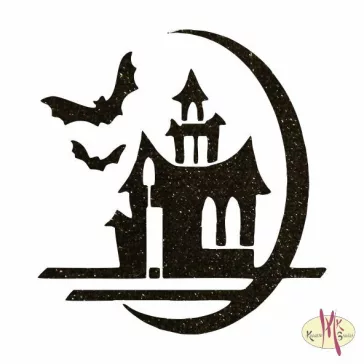   5x5 cm-es Csillámtetoválás sablon - Halloween Kastély 176