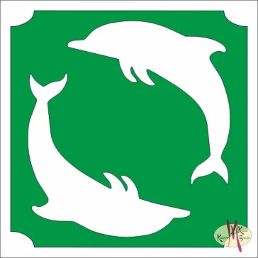  5x5 cm-es csillámtetoválás sablon - Delfinek 244