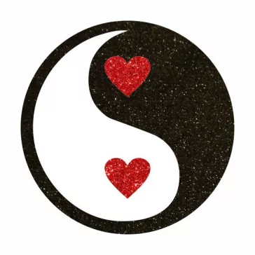 5x5 cm-es Csillámtetoválás  sablon - Yin Yang szív 296