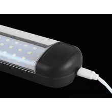 Erős műhelylámpa 48 LED COB technológiával, USB töltéssel, akasztóhoroggal és mágnessel rögzítve, sötét környezetben világít