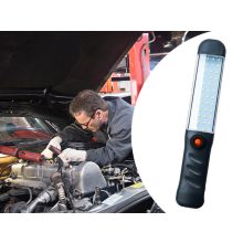 Erős műhelylámpa 48 LED COB technológiával, USB töltéssel, akasztóhoroggal és mágnessel rögzítve, sötét környezetben világít