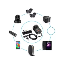 univerzális szabályozható hálózati adapter 6 cserélhető fejjel és USB porttal