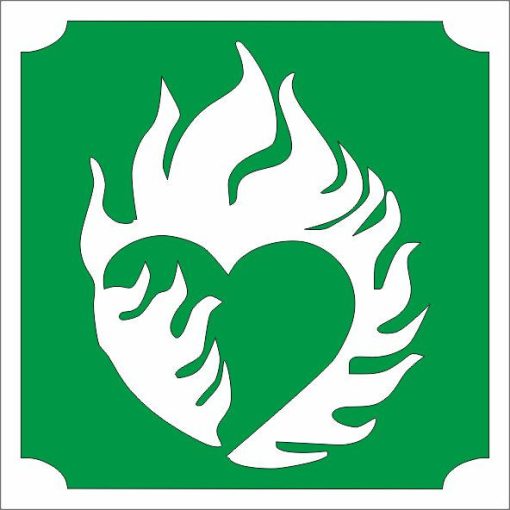 5x5 cm-es Csillámtetoválás sablon - Lángoló szív 318