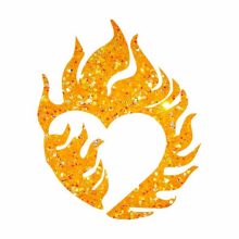 5x5 cm-es Csillámtetoválás sablon - Lángoló szív 318