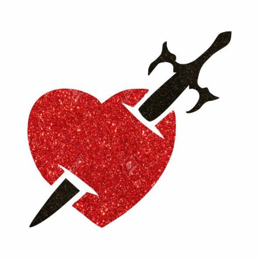 5x5 cm-es Csillámtetoválás sablon - Szív 347