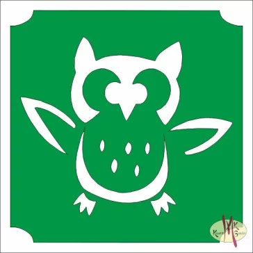 5x5 cm-es Csillám tetoválás sablon - Bagoly 353