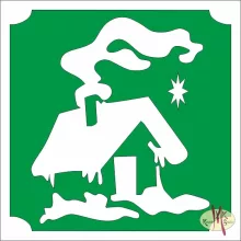 5x5 cm-es Csillám tetoválás sablon - Téli házikó 380