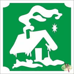 5x5 cm-es Csillám tetoválás sablon - Téli házikó 380