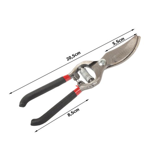 20,5 cm-es kovácsolt acél kerti metszőolló ergonomikus nyéllel és biztonsági zárral