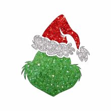 Grincs alakú csillám tetoválás sablon karácsonyi testfestéshez