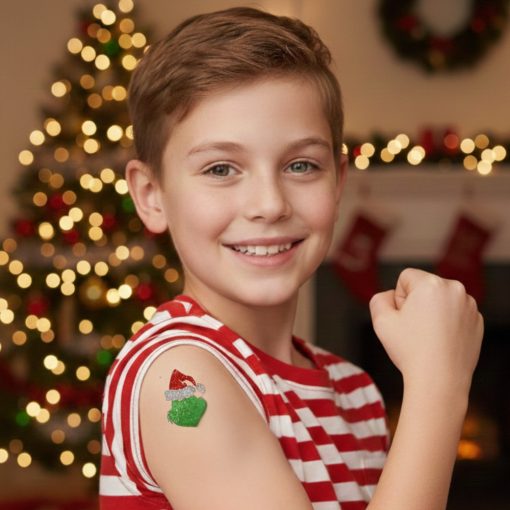 Grincs alakú csillám tetoválás sablon karácsonyi testfestéshez