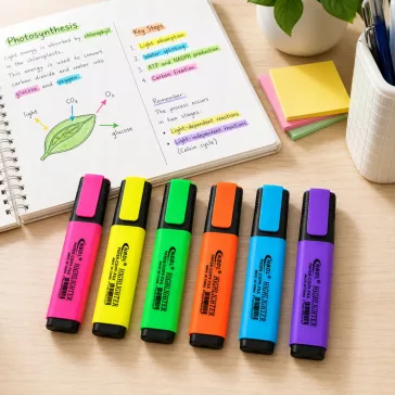 6 darabos színes, vágott hegyű neon szövegkiemelő készlet rózsaszín, sárga, zöld, narancs, kék és lila színekben iskolai és irodai használatra6