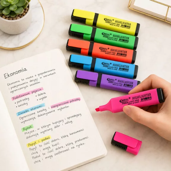6 darabos színes, vágott hegyű neon szövegkiemelő készlet rózsaszín, sárga, zöld, narancs, kék és lila színekben iskolai és irodai használatra6