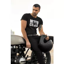 Kereknyakú póló, Motocross mintás, fekete, motoros póló, egyedi nyomtatás,