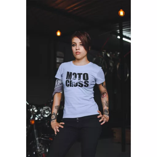 Kereknyakú póló, Motocross mintás, fekete, motoros póló, egyedi nyomtatás,