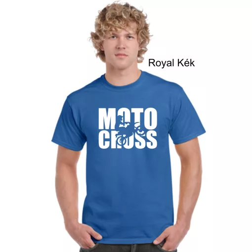 Kereknyakú póló, Motocross mintás, fekete, motoros póló, egyedi nyomtatás,