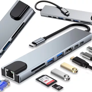 8 az 1-ben USB-C HUB Adapter