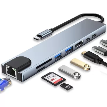 8 az 1-ben USB-C HUB Adapter