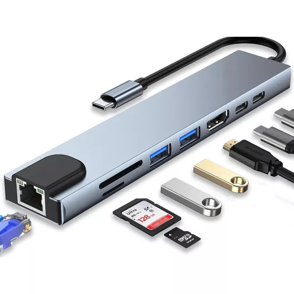 8 az 1-ben USB-C HUB Adapter