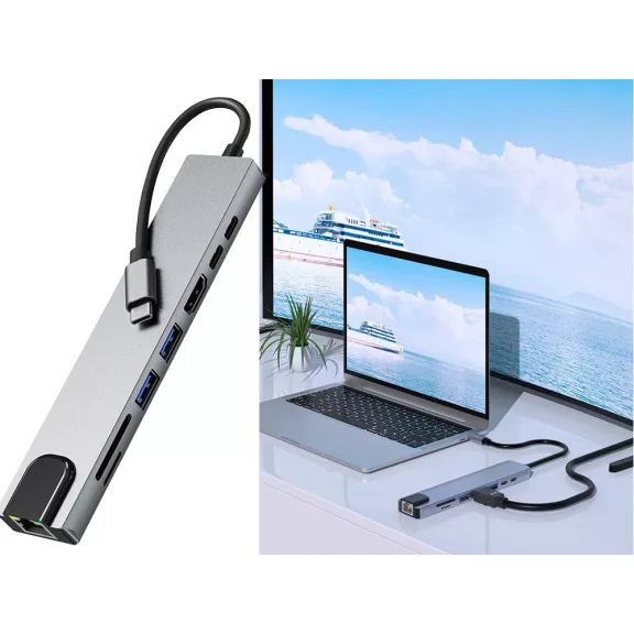 8 az 1-ben USB-C HUB Adapter