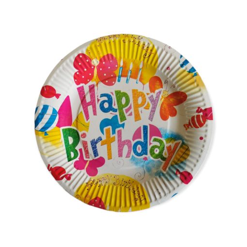 Happy Birthday papír tányér - 10 db/csomag - Lepkék