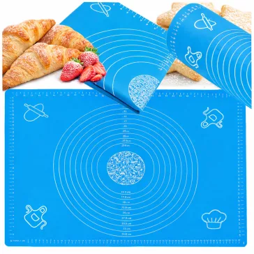 50x40 cm-es kék szilikon gyúrólap és nyújtószőnyeg mérőskálával