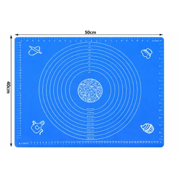 50x40 cm-es kék szilikon gyúrólap és nyújtószőnyeg mérőskálával