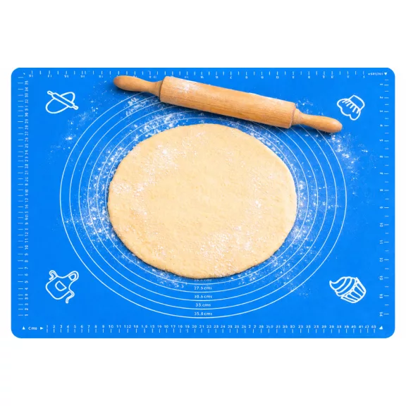 50x40 cm-es kék szilikon gyúrólap és nyújtószőnyeg mérőskálával