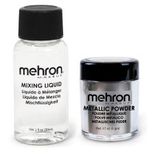 Mehron Metallic Powder Silver + - Mixing Liquid 