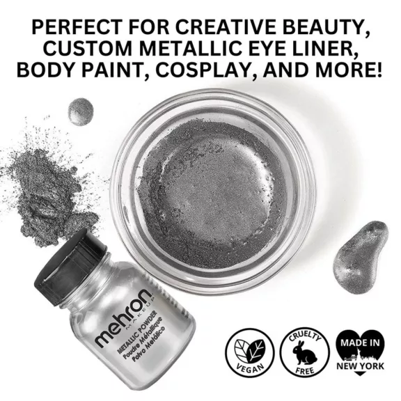 Mehron Metallic Powder Silver + - Mixing Liquid 