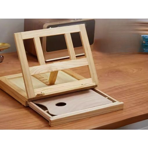 Asztali Festőállvány / Íróasztali Rajztábla Fiókos Fa Bőrönddel