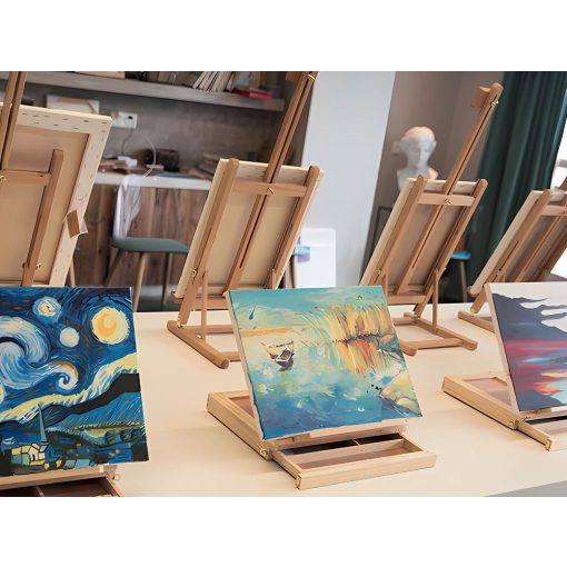 Asztali Festőállvány / Íróasztali Rajztábla Fiókos Fa Bőrönddel