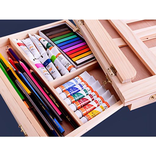 Asztali Festőállvány / Íróasztali Rajztábla Fiókos Fa Bőrönddel