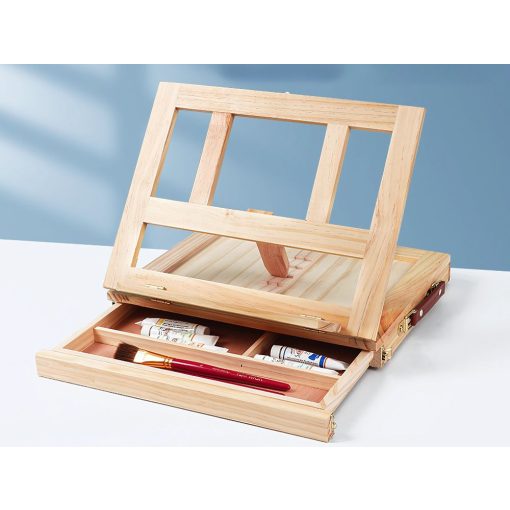 Asztali Festőállvány / Íróasztali Rajztábla Fiókos Fa Bőrönddel