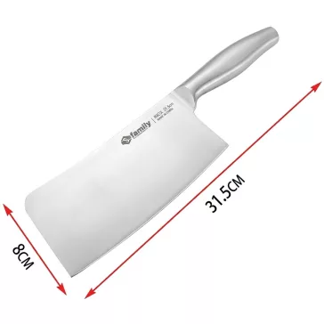 Professzionális rozsdamentes konyhai bárd 31,5 cm hosszúságban, 8 cm széles pengével