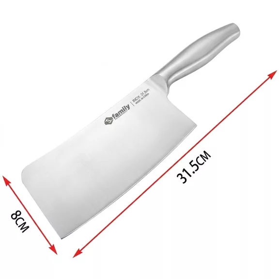 Professzionális rozsdamentes konyhai bárd 31,5 cm hosszúságban, 8 cm széles pengével