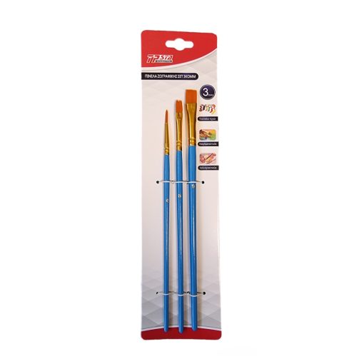Arcfestés ecset szett 3 db-os - 2 lapos 1 kerek kék