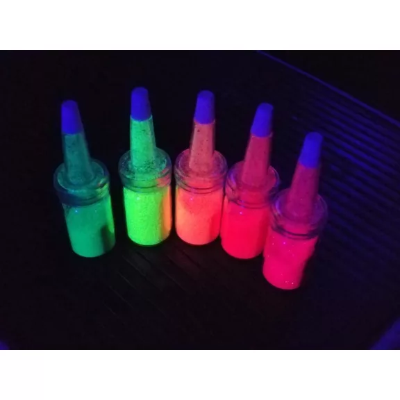 UV - NEON csillámpor csőrös üvegben - Lila 7 ml