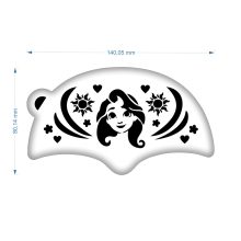 Aranyhaj (Rapunzel) mintás arcfestő sablon homlokra, 8x14 cm, többször használható műanyag stencil