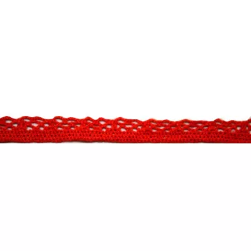 Csipke 100% pamut 1 cm-es piros