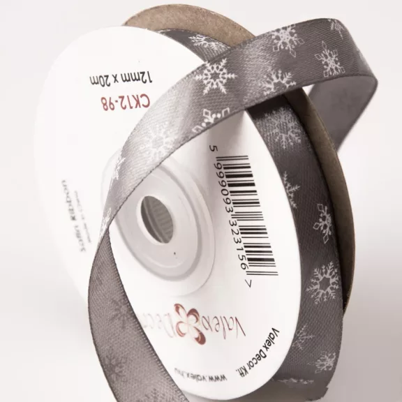 Karácsonyi hópehely mintás szatén szalagok - 12 mm több szín