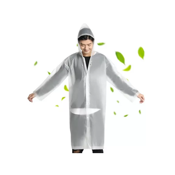 Esőkabát zsebbel, kapucnival Fehér