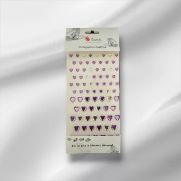Szív Strasszkövek lila-ezüst 71 db/cs 