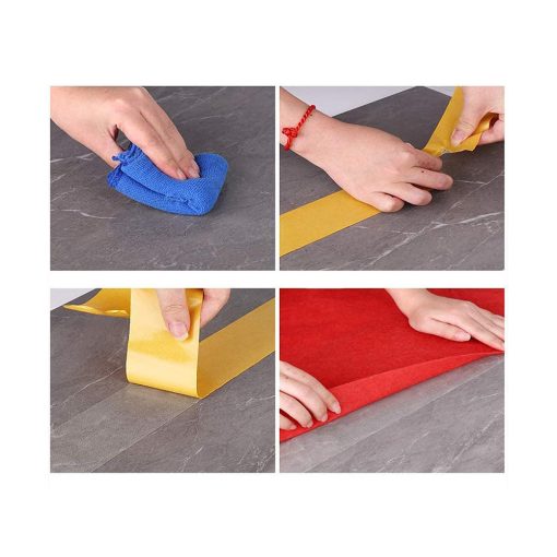 Ultra erős kétoldalas ragasztószalag egy tekercsben, mellette egy rögzített tárgyat mutatva