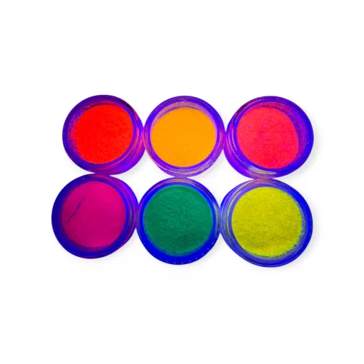 UV/Neon Kozmetikai Csillámpor készlet - 6 db/cs