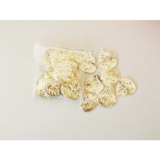 Akril gyöngy  falevél - 10 db/cs,  gyöngy fehér